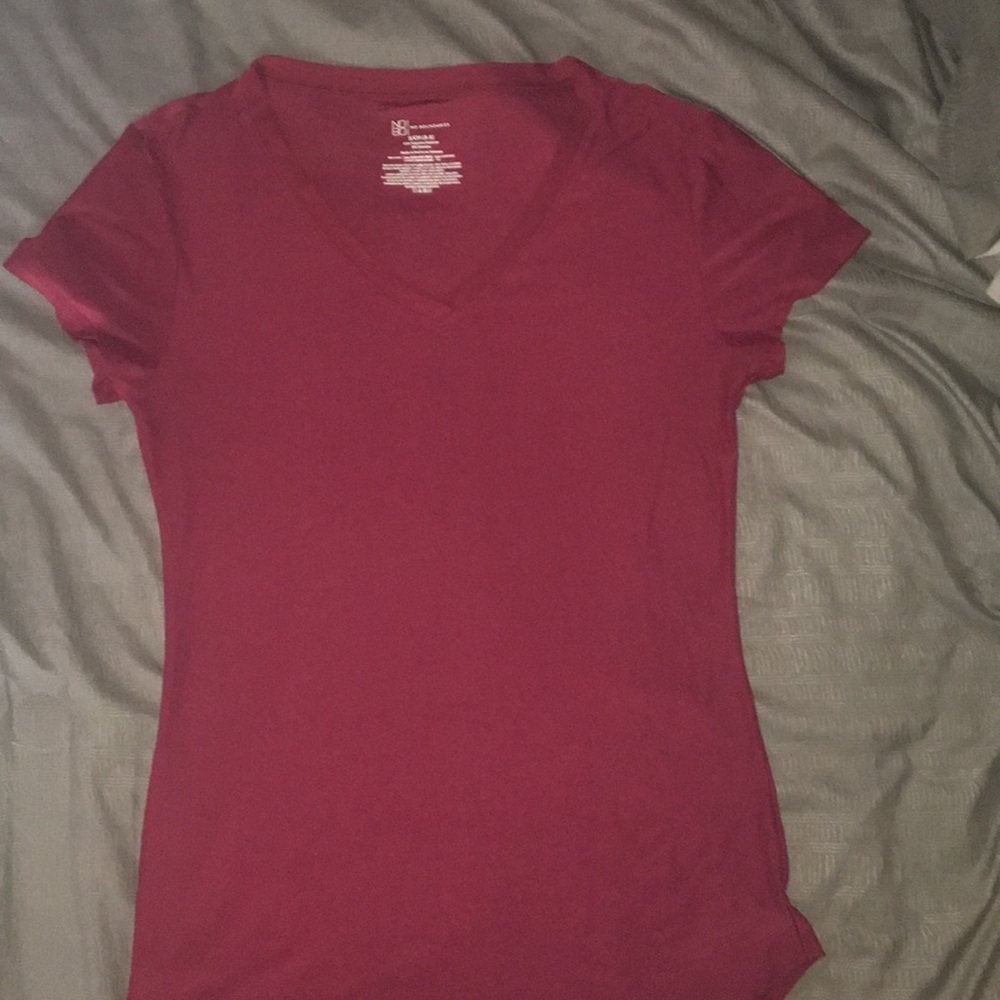 No Bounderies Dark Red V Neck Tee